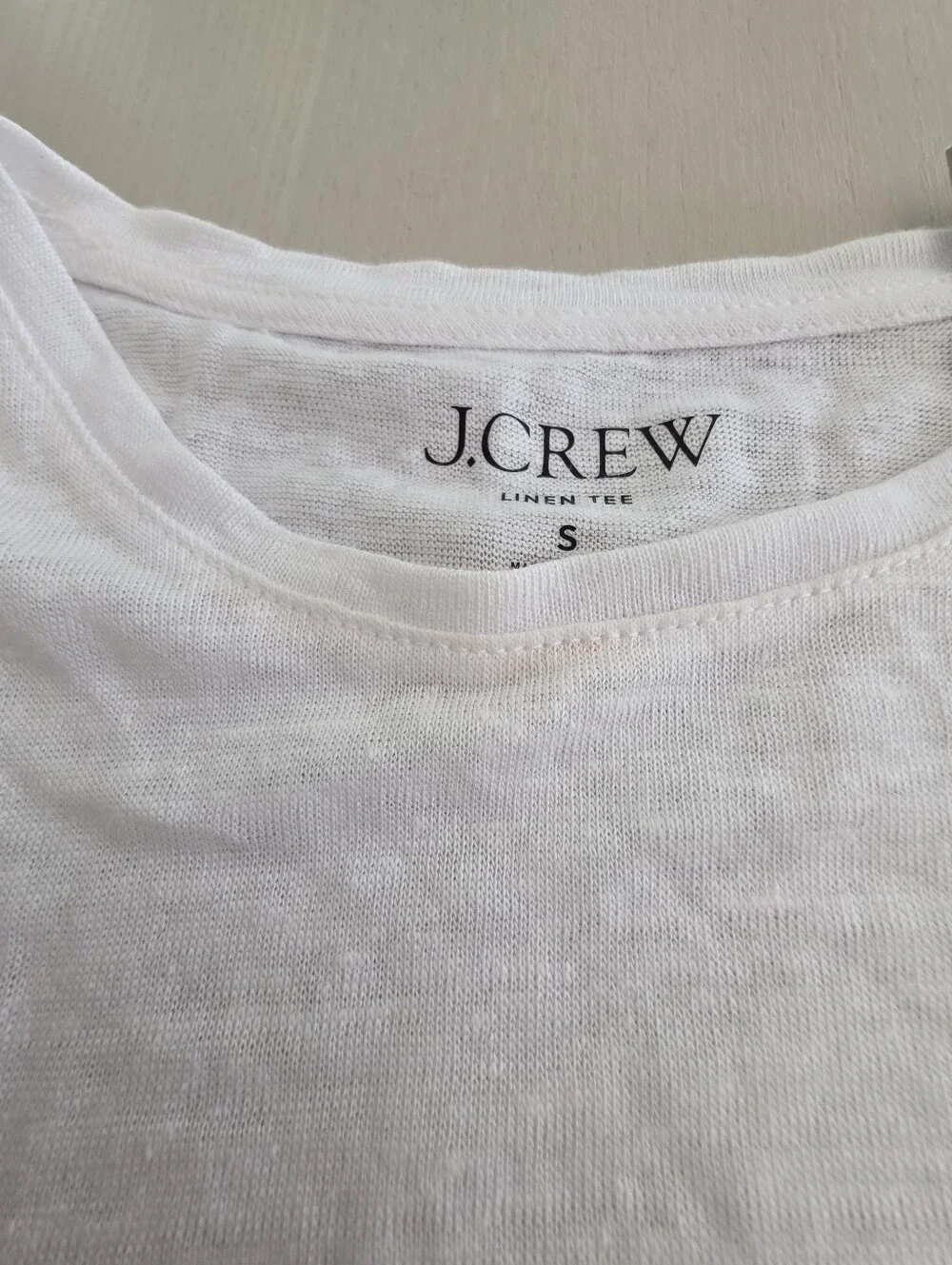 J.Crew Classic Crewneck White Women's New relaxed linen T-shirt Sz S $50
